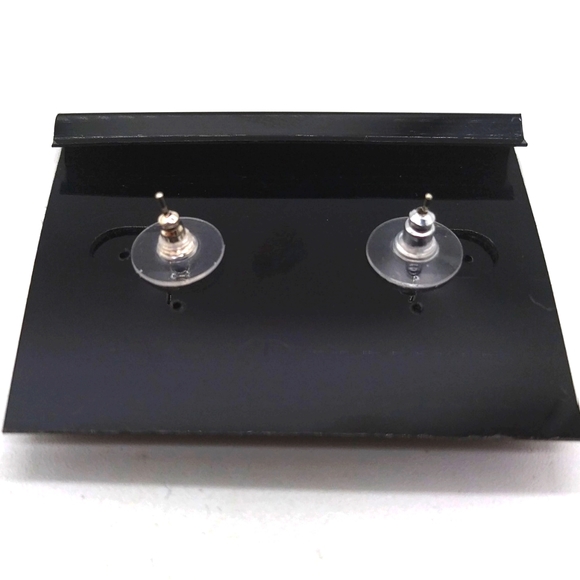 Vintage Eisenberg Ice Pave Crystal 1/2" Heart Stud Dangle Drop Earrings-Silver - Picture 4 of 4